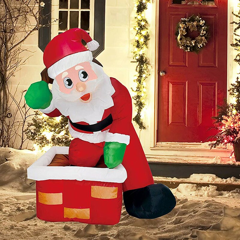 The Holiday Aisle® Christmas Rooftop Santa Inflatable & Reviews Wayfair